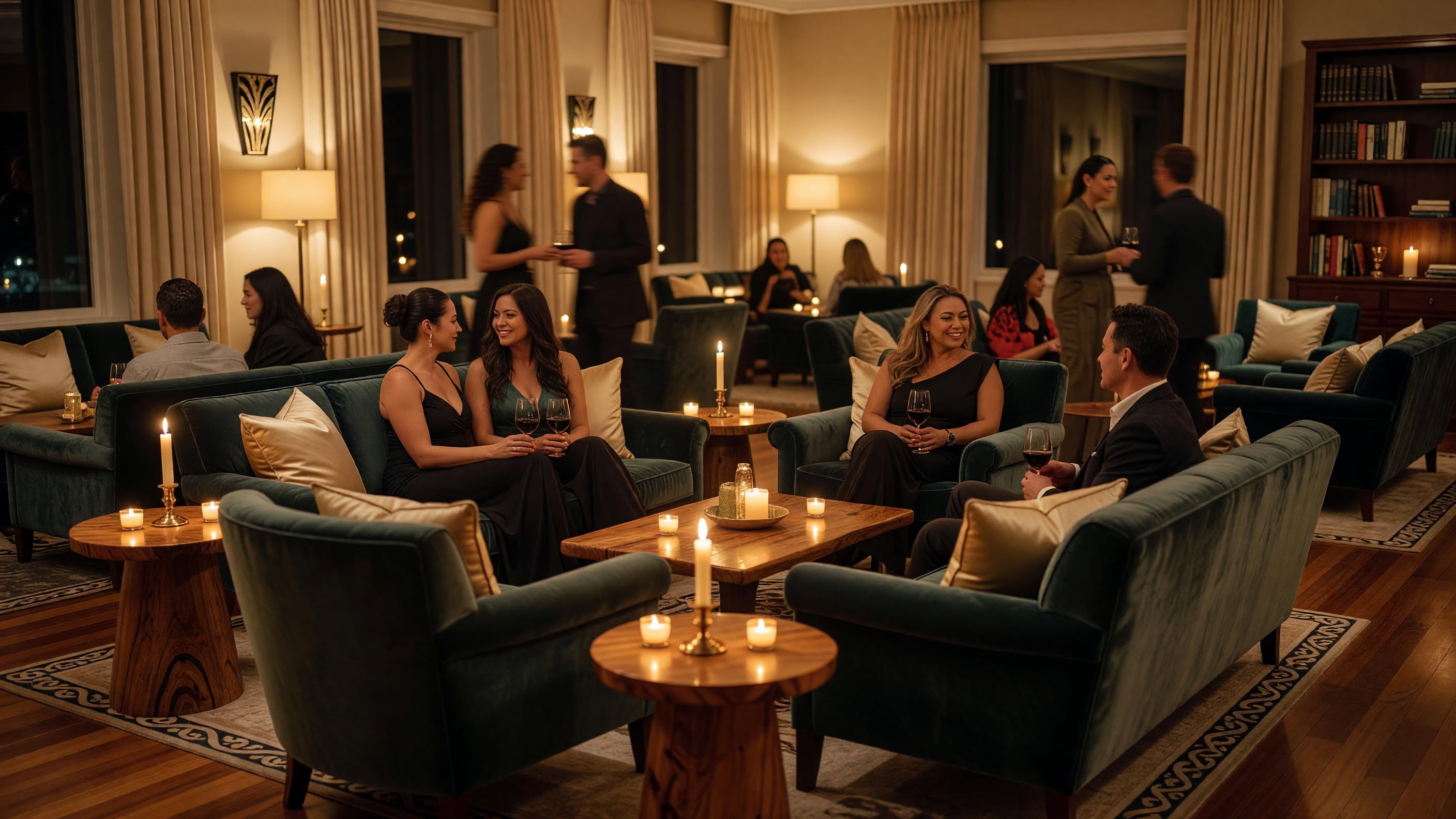 An elegant, softly lit lounge inside an upmarket lifestyle venue